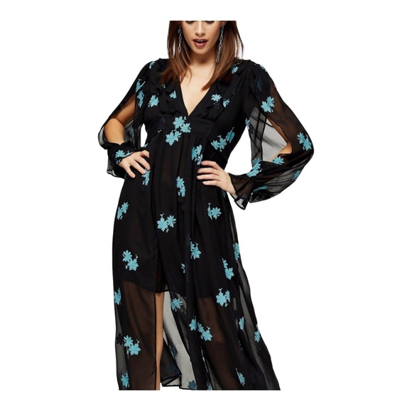 NWT Topshop Idol Embellished Floral Midi Dress Size 8 MSRP $125 - Picture 4 of 7